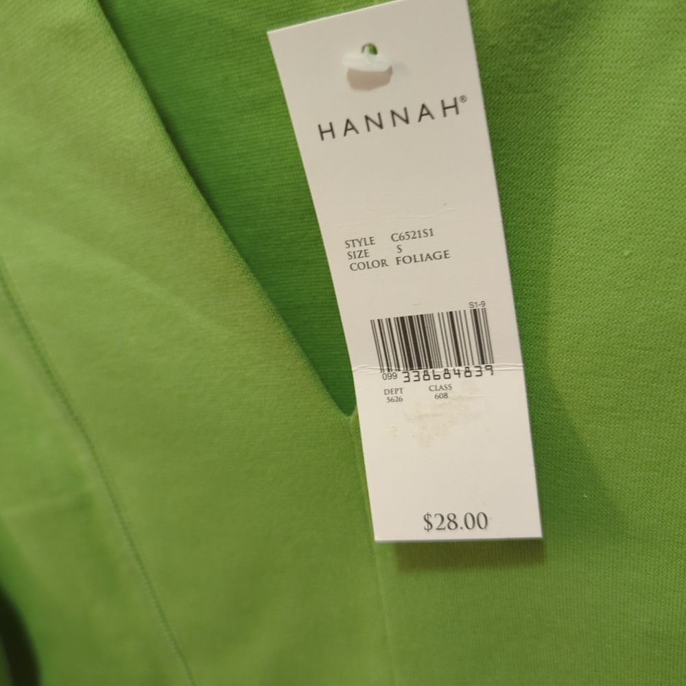 Hannah 💚💚 Sportswear Womens Size S Short Sleeve Top Cotton/Spandex NWT - Picture 5 of 7